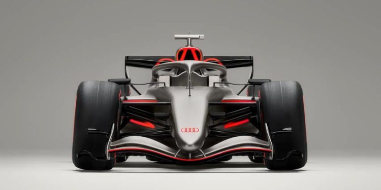 Audi R26 concept với phối màu titan – carbon – đỏ Audi, thiết kế hướng F1. - 6