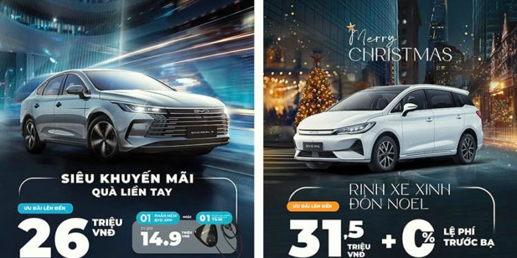 Khách hàng trải nghiệm các mẫu xe điện BYD trong chương trình ưu đãi cuối năm “Rinh xe xịn – Đón Noel”
