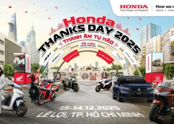 Đại lộ Lê Lợi được trang trí cho sự kiện Honda Thanks Day 2025 với hoạt động diễu hành và trải nghiệm công nghệ