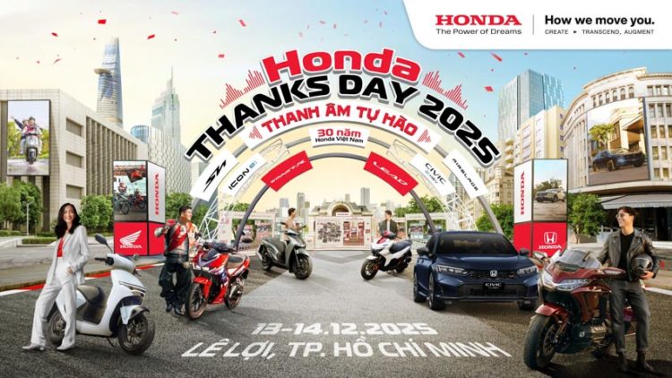 Đại lộ Lê Lợi được trang trí cho sự kiện Honda Thanks Day 2025 với hoạt động diễu hành và trải nghiệm công nghệ