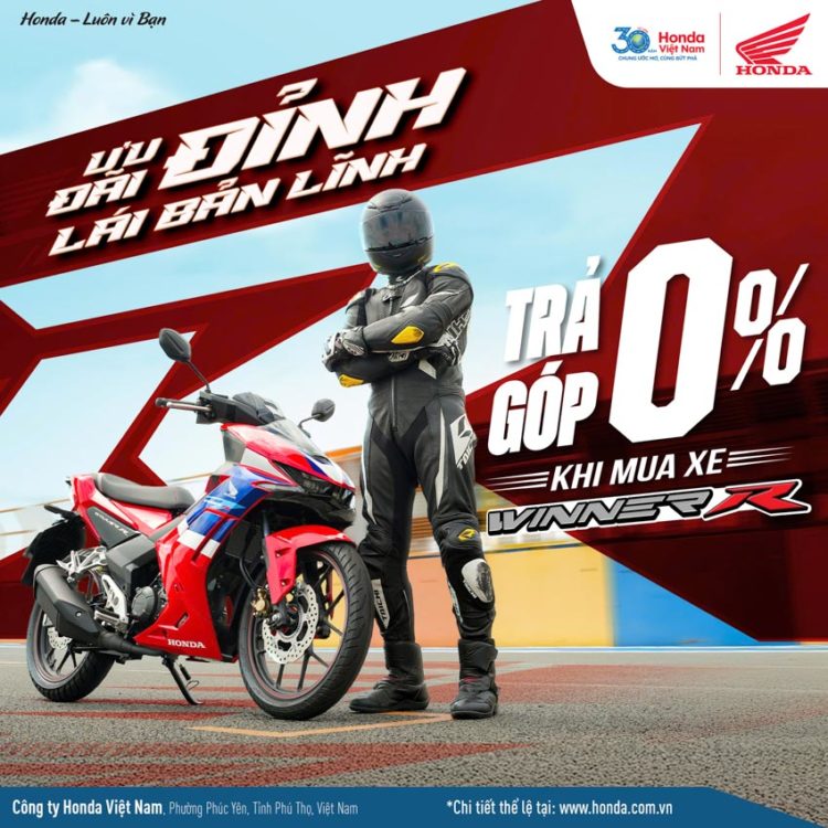 Mẫu xe côn tay thể thao Honda WINNER R trưng bày tại showroom Honda Việt Nam