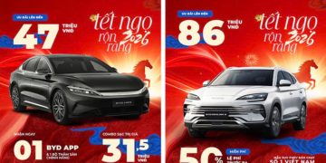 Showroom BYD Việt Nam với các mẫu xe điện và hybrid trưng bày đầu năm 2026