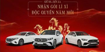 Gian hàng Mercedes-Benz Việt Nam trưng bày các mẫu C-Class, GLC và xe điện trong chương trình ưu đãi Tết 2026