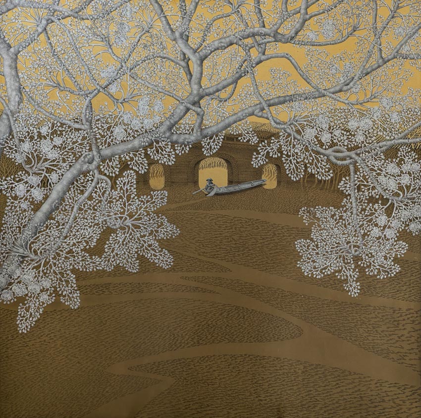 Tác phẩm sơn mài “Tán nguyệt” của họa sĩ Lại Thanh Dũng tại Lotus Gallery - 3