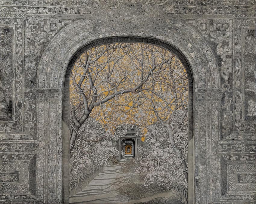 Tác phẩm sơn mài “Tán nguyệt” của họa sĩ Lại Thanh Dũng tại Lotus Gallery - 1