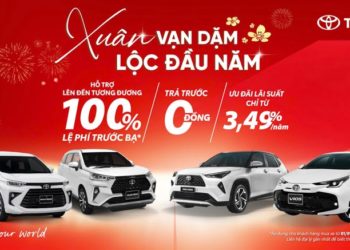 Khách hàng xem xe Toyota tại đại lý trong chương trình khuyến mại tháng 1/2026