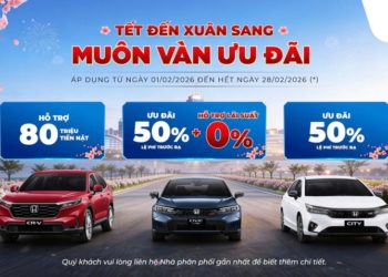 Các mẫu xe Honda CR-V, Civic e:HEV RS, City và HR-V trong chương trình ưu đãi tháng 2/2026 tại Việt Nam