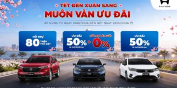 Các mẫu xe Honda CR-V, Civic e:HEV RS, City và HR-V trong chương trình ưu đãi tháng 2/2026 tại Việt Nam