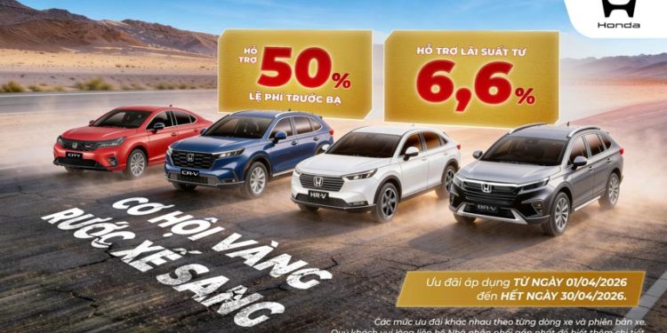 Các mẫu xe Honda City, CR-V, HR-V, BR-V trong chương trình ưu đãi tháng 4/2026