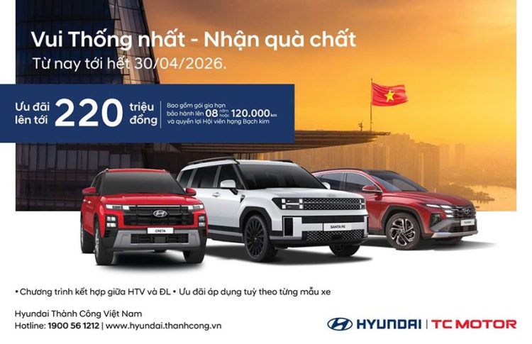 Các mẫu xe Hyundai trong chương trình ưu đãi tháng 4/2026 tại Việt Nam