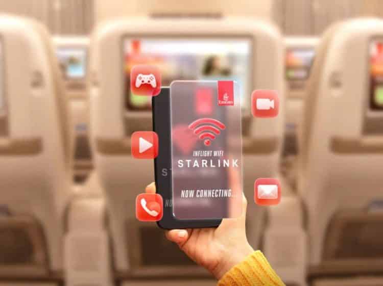 Máy bay Airbus A380 của Emirates được tích hợp hệ thống Wi-Fi Starlink tốc độ cao cho hành khách.