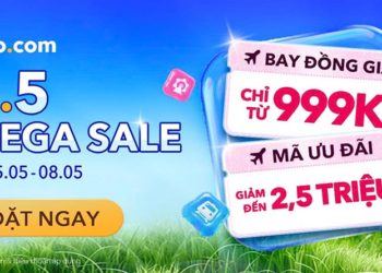Giao diện chương trình Trip.com 5.5 Mega Sale với ưu đãi vé máy bay quốc tế từ 999K.