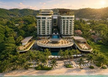 Toàn cảnh WorldHotels Long Beach Resort Phú Quốc nhìn ra biển lúc hoàng hôn với không gian nghỉ dưỡng hiện đại - 3