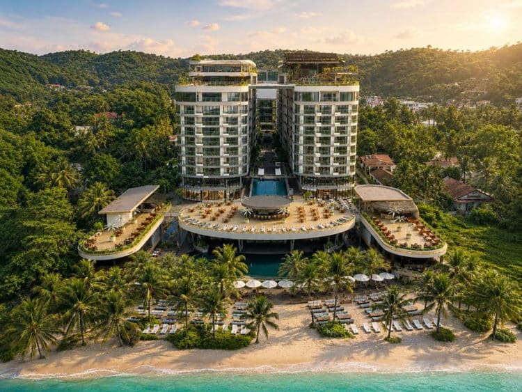 Toàn cảnh WorldHotels Long Beach Resort Phú Quốc nhìn ra biển lúc hoàng hôn với không gian nghỉ dưỡng hiện đại - 3