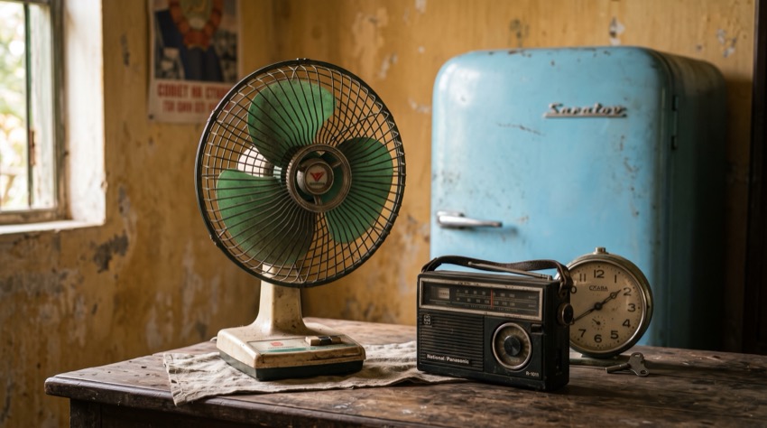 Đồ décor retro thời bao cấp: quạt tai voi, tủ lạnh Saratov, radio National